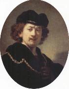 REMBRANDT Harmenszoon van Rijn Self-Portrait with Hat and Gold Chain Sweden oil painting artist